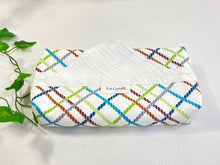 Charger l'image dans la galerie, Cotton dispenser box in Ropes pattern with 12 White cotton handkerchiefs folded inside
