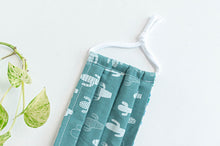 Charger l'image dans la galerie, Close up of Cotton cloth face mask, Cactus pattern, White Cactus on Green ground