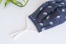 Charger l'image dans la galerie, Close up of Cotton cloth face mask, Denim with Elephant printed pattern