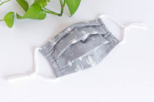 Charger l'image dans la galerie, Expanded Cotton cloth face mask, Cactus pattern, White Cactus on Grey ground