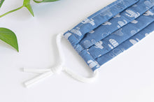 Charger l'image dans la galerie, Close up of Cotton cloth face mask, Cactus pattern, White Cactus on Blue ground