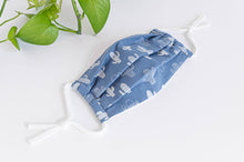 Charger l'image dans la galerie, Expanded Cotton cloth face mask, Cactus pattern, White Cactus on Blue ground