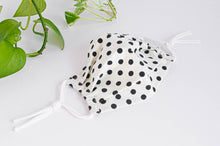 Charger l'image dans la galerie, Expanded Cotton cloth face mask, Black Polka Dots on White Ground