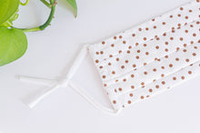 Charger l'image dans la galerie, Close up of Cotton cloth face mask, Coffee Polka Dots on Ivory ground