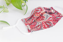 Charger l'image dans la galerie, Opened Cotton cloth face mask, Red Paisley pattern