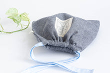 Charger l'image dans la galerie, Grey Chambray square bag with printed off-white logo showing Eiffel Towel