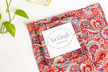 Charger l'image dans la galerie, One Red Paisley napkin folded in a square on top of a flat a Red Paisley napkin