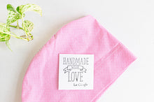 Load image into Gallery viewer, Folded Cotton Cloth Scrub Hat, Pink Stripes & Dots pattern