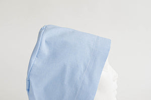 Closeup of a Blue Cloth Scrub hat