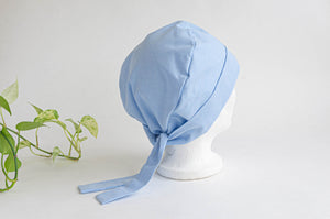Back view of a Blue Cloth Scrub hat