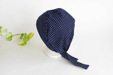 Load image into Gallery viewer, Women Scrub hat , Navy Ground with White Polka Dots pattern
