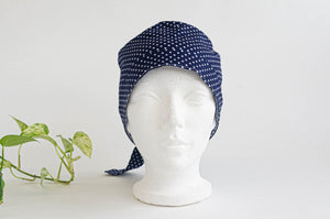 Front view of Scrub hat White Polka Dots on Navy