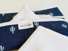Charger l'image dans la galerie, Closeup of a Denim with Cactus pattern box dispenser with White trim