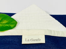 Load image into Gallery viewer, Close up of White Cotton handkerchiefs with Blue Denim box dispenser
