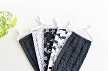 Charger l'image dans la galerie, 5 face masks 1 Black Denim and 4 Black and White Cactus and Dots patterns