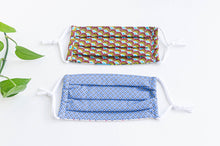 Charger l'image dans la galerie, 2 Face Masks, 1 with Blue Ground and Black Circles, 1 with Brown and Blue Peacock pattern