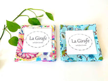Charger l&#39;image dans la galerie, Two set of folded table napkins one with Japanese Umbrellas pattern and one with Blue Floral pattern

