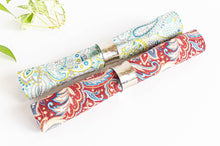 Charger l'image dans la galerie, One Red Paisley Napkin and one Green Paisley Napkin rolled
