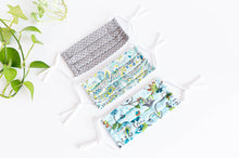 Charger l'image dans la galerie, Three cotton cloth face masks, Polka Dots Grey, Green Paisley, Blue Floral patterns