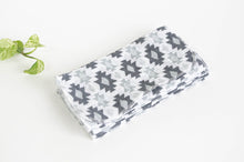 Load image into Gallery viewer, 12 cotton hankies white ground with a Grey pattern