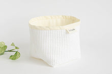 Load image into Gallery viewer, Basket in White Waffle cotton to hold used hankies
