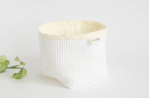 Basket in White Waffle cotton to hold used hankies