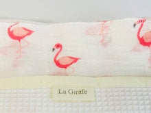 Load image into Gallery viewer, Closeup of Pink Flamingo handkerchiefs in a white cotton waffle box