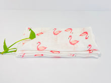 Load image into Gallery viewer, Pink Flamingo on white handkerchiefs