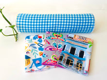 Charger l'image dans la galerie, Three folded and one rolled towels with Butterfly, Checks and Garden patterns