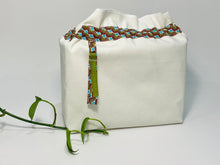 Load image into Gallery viewer, One big bag in off-white cotton canvas with a Peacock trim
