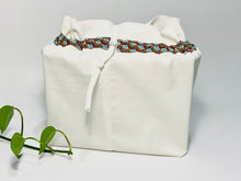 Load image into Gallery viewer, One big bag in off-white cotton canvas with a Peacock trim
