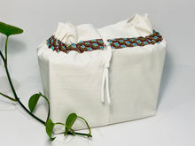 Load image into Gallery viewer, One big bag in off-white cotton canvas with a Peacock trim