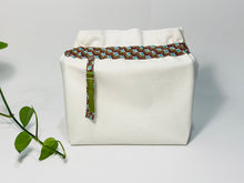 Load image into Gallery viewer, One big bag in off-white cotton canvas with a Peacock trim