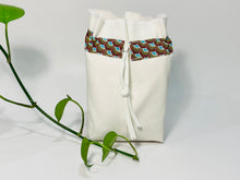 Load image into Gallery viewer, One small bag in off-white cotton canvas with a Peacock trim