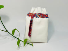 Load image into Gallery viewer, One small bag in off-white cotton canvas with a Red Paisley trim
