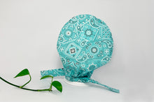 Charger l'image dans la galerie, Back view of Aqua Western Paisley Scrub Cap