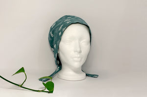 Front view of Women cotton scrub cap With Cactus Pattern printed on Green