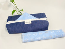 Charger l'image dans la galerie, Blue Denim Cotton Dispenser box with Blue Bamboo Handkerchief