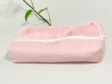 Charger l'image dans la galerie, Pink Cotton Waffle Dispenser box with Pink Bamboo Handkerchiefs with Anchor pattern