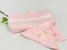 Charger l'image dans la galerie, Pink Cotton Waffle Dispenser box with Pink Bamboo Handkerchiefs with Anchor pattern