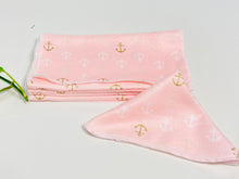 Charger l'image dans la galerie, Pink Cotton Waffle Dispenser box with Pink Bamboo Handkerchiefs with Anchor pattern