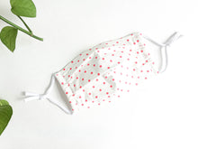 Charger l'image dans la galerie, Face mask Pink Polka Dots on White, expander to show actual size