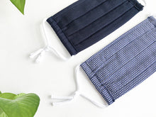 Charger l'image dans la galerie, Closeup of two face masks, one in Solid Navy and one in Navy and Silver print