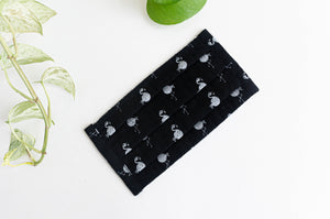 Face mask with Black ground with White Flamingo print