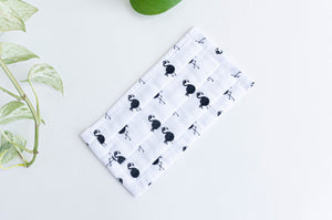 Face mask with White ground and Black Flamingo print