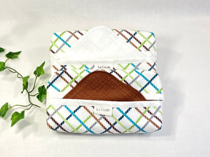 2 Cotton dispenser boxes in Ropes pattern with 12  Cinnamon or White cotton handkerchiefs 