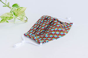Expanded Cotton cloth face mask, Peacock pattern