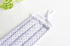 Closeup of face make White Ground and Black Small Dots pattern