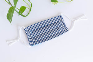 Cotton cloth face mask, Blue Checks