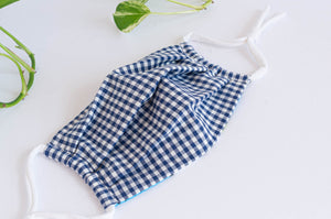Expanded Cotton cloth face mask, Blue Checks